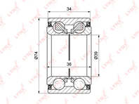 Wb-1322 подшипник ступицы передний (36/34x39x74) hyundai elantra(xd) 1
