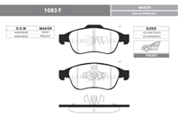 1083 F GW колодка передняя RENAULT