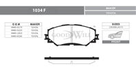 1034 F Тормозные колодки GW ТК передняя TOYOTA