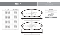 1086 F Тормозные колодки GW ТК передняя