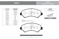 1092 F Тормозная колодка CITROEN /FIAT PEUGEOT: Jumper  Ducato  Boxer 77366021 / 4253 74