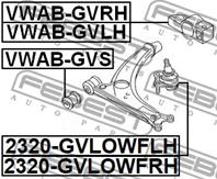 FEBEST VWAB-GVLH Сайлентблок рычага VAG A3/OCTAVIA/SUPERB/GOLF V/VI/TOURAN 03- пер.подв.лев.