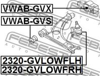 FEBEST VWAB-GVX Сайлентблок рычага VAG A3/OCTAVIA/SUPERB/GOLF V/VI/TOURAN 03- пер.подв.без кронш