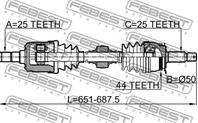 Привод передний левый 25x678x25