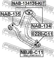 FEBEST NAB-135 Сайлентблок рычага RENAULT MEGANE II/CLIO III/NISSAN NOTE 05-/TIIDA 05- пер.подв
