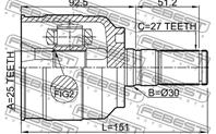 ШРУС ВНУТРЕННИЙ ЛЕВЫЙ 25X30X27