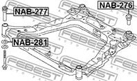 FEBEST NAB-276 Сайлентблок подрамника NISSAN QASHQAI/X-TRAIL 06- зад.