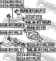 FEBEST NAB-R51R Сайлентблок рычага NISSAN PATHFINDER R51M 2005- зад.