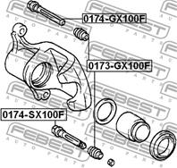 FEBEST 0174-GX100F Втулка направляющая суппорта TOYOTA LC 100 98-07/RAV4 00-05 пер.