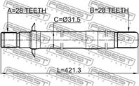 Полуось правая 28x420 5x28 ) febest