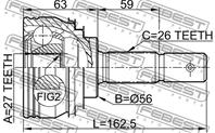 ШРУС наруж.Toyota Camry V10 V20 V1_ 2.2 Celica T18_ 27x56x26