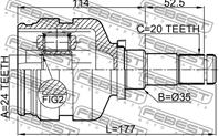Шрус внутрен правый 24x35x20 toyota corolla verso r10 2004-2009 0111-znrrh