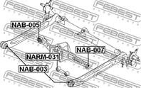 FEBEST NAB-005 Сайлентблок рычага NISSAN ALMERA 00-06/PRIMERA 96-01 зад.подв.