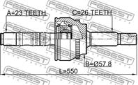 ШРУС наружный с валом 23X550X26