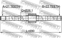 Полуось правая 21x689x22