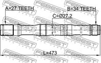 Полуось правая 34x474x27