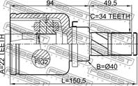 Р/к-т шруса внутр.L 22X40X34 FORD FOCUS CDH 12-14