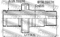 Полуось левая 30X114.5X26