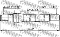 Полуось правая 27x422x26