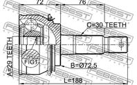 Шрус наружный 29x72.5x30 toy hilux ggn15/ggn25/ggn