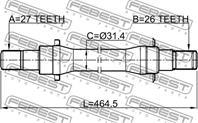 Полуось правая 27x464x26