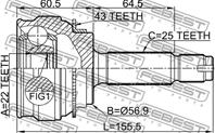 Шрус наружный 22x56.9x25