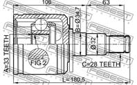 FEBEST 0411-KB4LH ШРУС MITSUBISHI PAJERO/MONTERO SPORT CHALLENGER 08- внутр.лев.