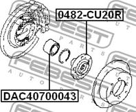 FEBEST DAC40700043 Подшипник ступ.MITSUBISHI LANCER 00-09/SPACE WAGON 91-03 зад.
