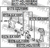 FEBEST 0175-UZJ100R Рем. к-кт суппорта TOYOTA LAND CRUISER 100 98-07 зад.