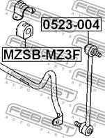 FEBEST 0523-004 Тяга стабилизатора FORD FOCUS II 11/04-/VOLVO S40 04-/MAZDA 3 пер.подв.
