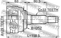 Шрус внешний chevrolet lacetti (j200) 29x52x33 1110-j150