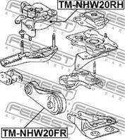 Опора двигателя правая toyota prius nhw20 2003-2009 tm-nhw20rh