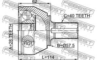 Р/к-т шруса наруж. 28X57.5X40 VOLVO V70 III 08-16