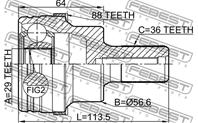 ШРУС наружный 29x55.5x36