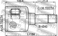 ШРУС внутр левый 28X40X36 FORD TRANSIT TT9 2006-2013 2111-TT9LH