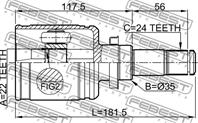 Шрус внутр левый 22x35x24 mazda 3 bl (2009-2013) 0511-bl16mtlh