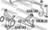 FEBEST HAB-140 Сайлентблок рычага HONDA JAZZ 02-08 пер.подв.