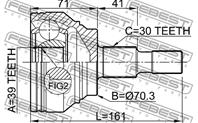 Шрус mer ml-class 164 2004-2011 39x70.3x30 наруж