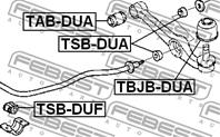 FEBEST TSB-DUA Сайлентблок рычага DAIHATSU COPEN 05-/STORIA 98-04 пер.подв.
