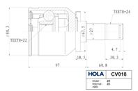 ШРУС 2108 внутренний (HOLA) CV018