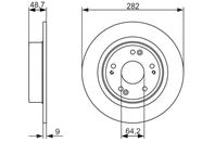 Диск тормозной HONDA ACCORD 08- задний D=282мм.