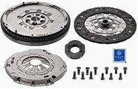 Self-adjusting clutch kit with dual mass flywheel and pneuma