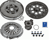 Clutch kit with dual mass flywheel and pneumatic bearing