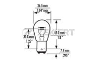 Лампа P21/4W 12V 21/4W BAZ15d