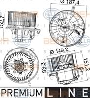 HELLA 8EW 351 043-221 Мотор отопителя VAG A3/Q3/TT/OCTAVIA/YETI/G5/PASSAT/TIGUAN +A/C 03-/10-