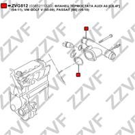 ФЛАНЕЦ ТЕРМОСТАТА AUDI A6 [C6 4F] (04-11)  VW GOLF V (03-09)  PASSAT [B6] (05-10)