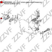 Опора двигателя правая (r) nissan qashqai (06-13)