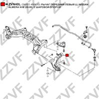 РЫЧАГ ПЕРЕДНИЙ ЛЕВЫЙ (L) NISSAN ALMERA N16 (00-06) С ШАРОВОЙ ОПОРОЙ