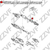 ПОДШИПНИК ПРИВОДНОГО ВАЛА TOYOTA COROLLA CDE120/NDE120/ZZE12 (01-07) 36X67X23