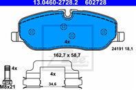 Колодки тормозные дисковые передние 13046027282 от производителя ATE